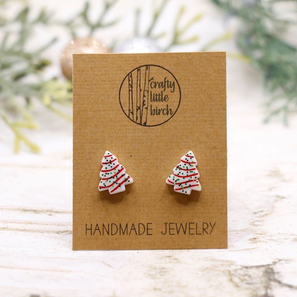 Christmas tree stud earrings,little Christmas tree earrings,Christmas earrings,snack earrings,stud earrings,Christmas Jewelry,christmas gift