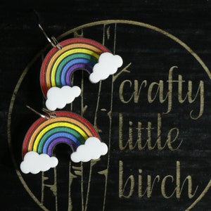 Rainbow dangle earrings, acrylic dangle earrings, hand painted earrings,Pride earrings, LGBTQ earrings,Pride celebration, LGBTQ celebration