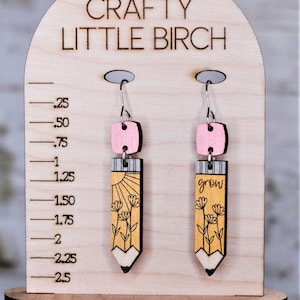 Floral Pencil Dangle Earrings,Teacher Earrings,Back to School,Teacher Gift, Wood Hand Painted Earrings,Dangle Earrings,Wood Pencil Earrings