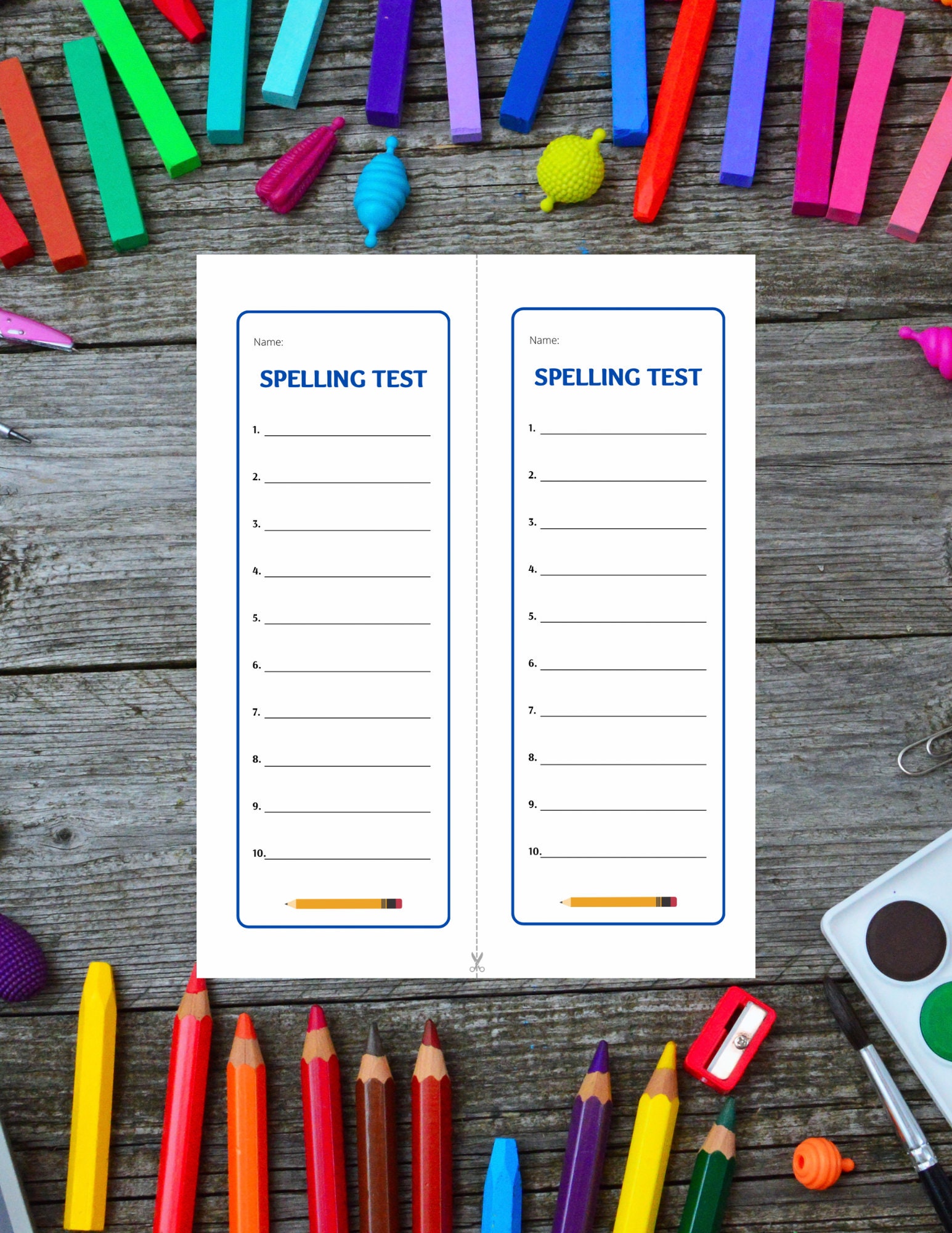 Spelling Test Template - Etsy