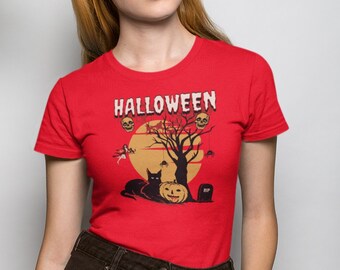 不気味なハロウィンユニセックスジャージ半袖Tシャツ