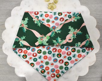 Holly & Jolly Bandana | Reversible Cotton Fabric Dog Bandana