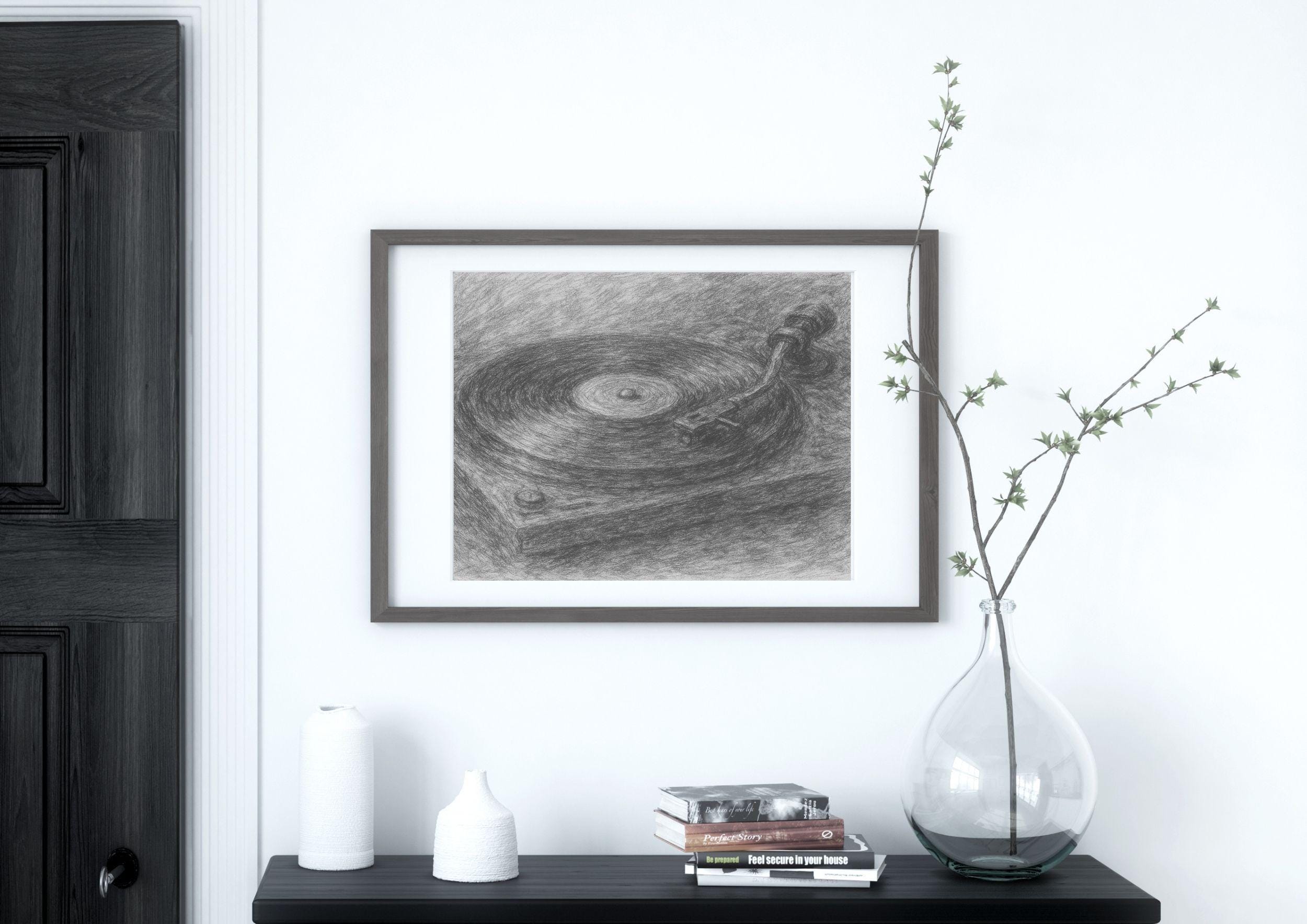 Plattenspieler digitale Skizze Kunst, Schwarzweiß-Plattenspieler, DJ- Plattenspieler-Illustration, Retro-Musikkunstwerk, Geschenk-DJ-Kunstwerk,  Schallplattensammler. - Etsy Schweiz, image size:2500x1768