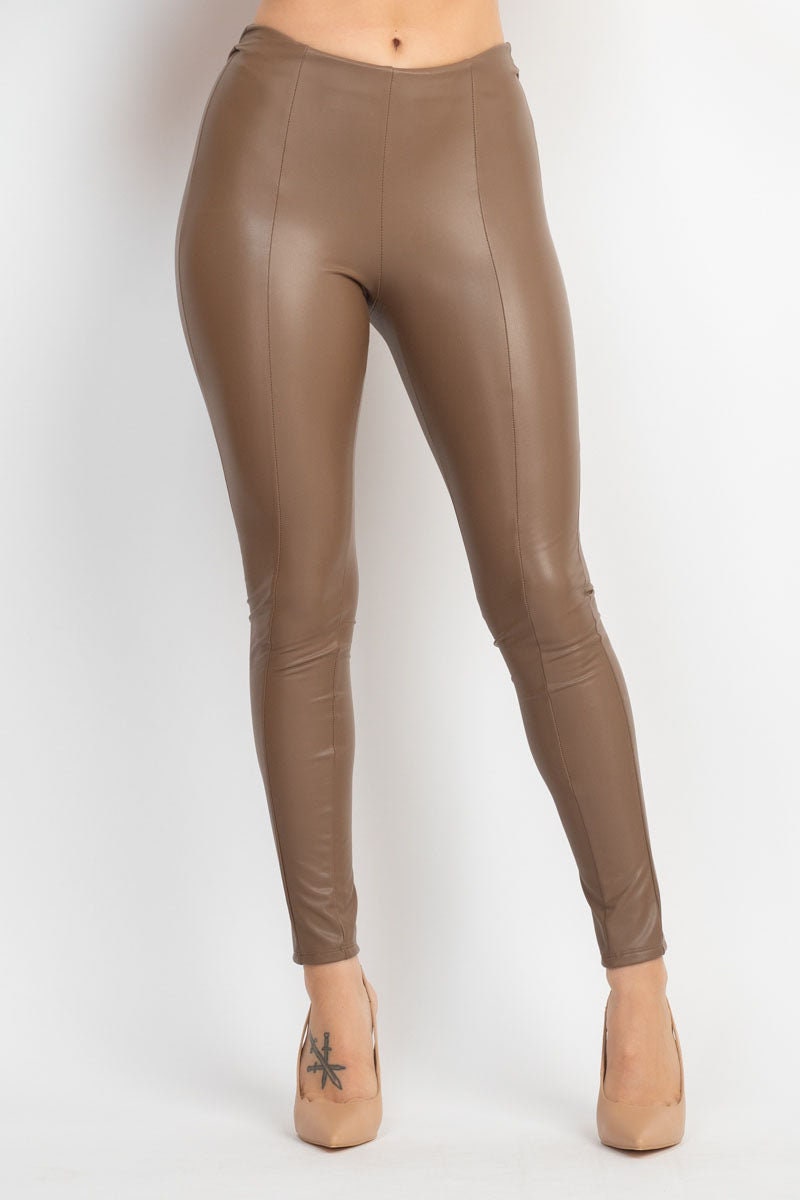 Front Seamed Skinny Faux Leather Pants Leather Pants Brown Leather Pants Leather  Leggings Faux Leather Leggings Seam Leggings -  Canada