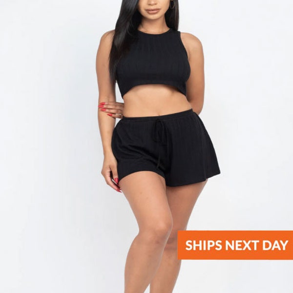 TEXTURED 2PC SHORT SET - GREY main image 0