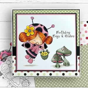 birthday card, girl birthday, teen birthday, niece birthday, daughter birthday, granddaughter birthday, blank card, greeting card, ladybug.