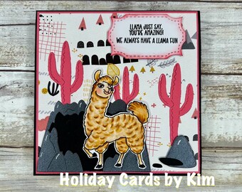 Handmade Llama Greeting Card: All Occasion Blank Card