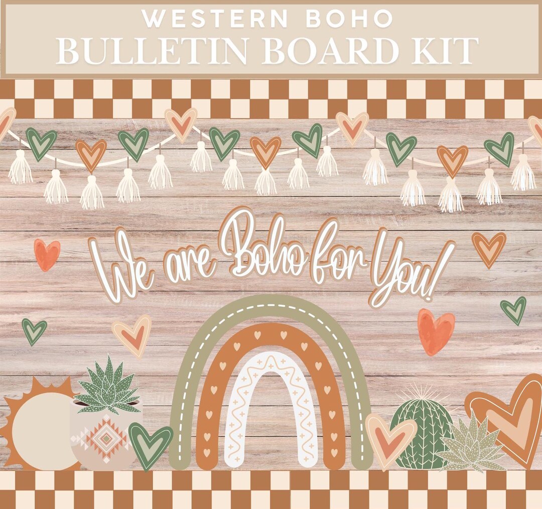 Boho Valentines Day Bulletin Board Kit February Classroom Decor - Etsy