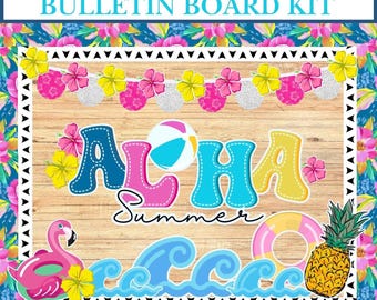 Summer/ End of the Year Bulletin Board Kit/ Digital Decor for Summer/ Aloha Summer