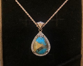 Rose Gold Spiny Oyster Copper Turquoise Necklace