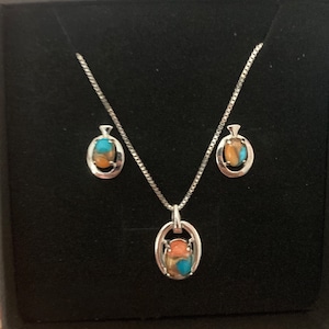 Spiny Oyster koperturkoois ketting en oorbellen