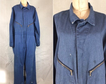 Vintage 70s Coveralls  | Vintage blue cotton jumpsuit | 1970s Walls Master Made boiler suit