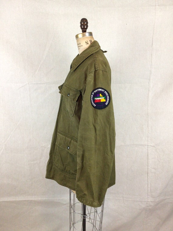 Vintage 60s Jacket| Vintage army green cotton can… - image 4