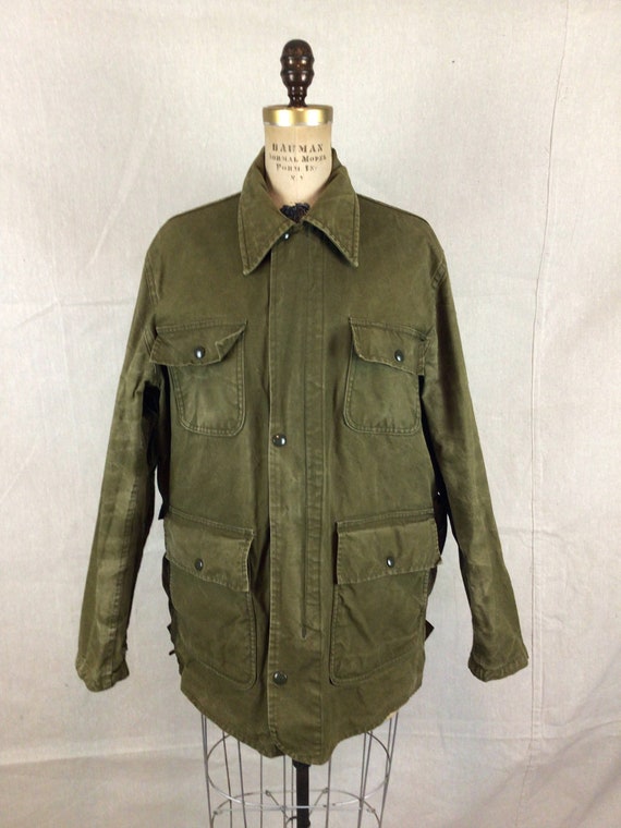 Vintage 60s Jacket| Vintage army green cotton can… - image 2