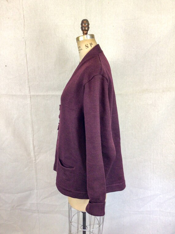 Vintage 50s Sweater | Vintage burgundy wool varsi… - image 8