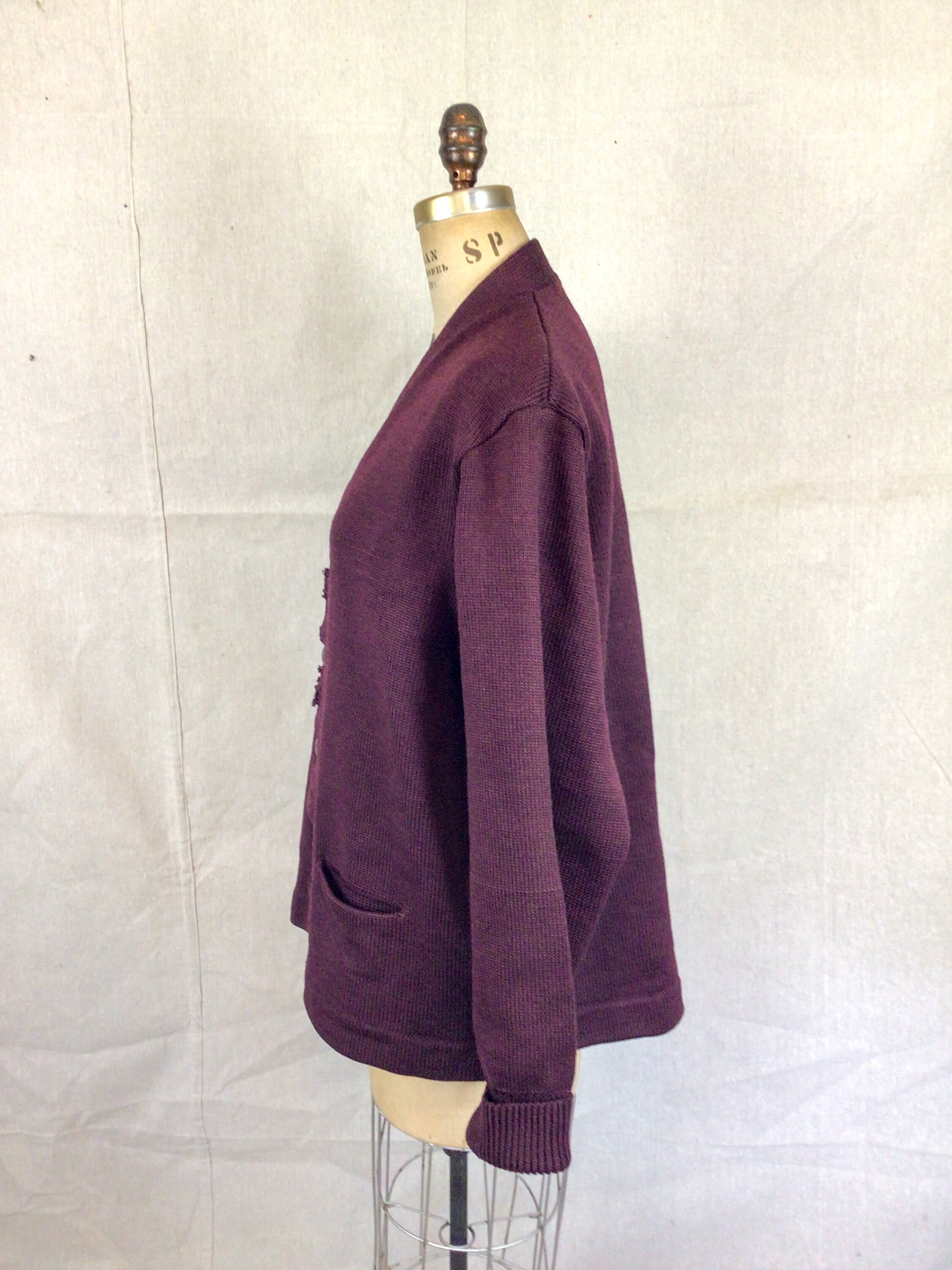 人気商品ランキング Vintage 50s Sweater | Vintage Burgundy Wool Varsity Knit トップス