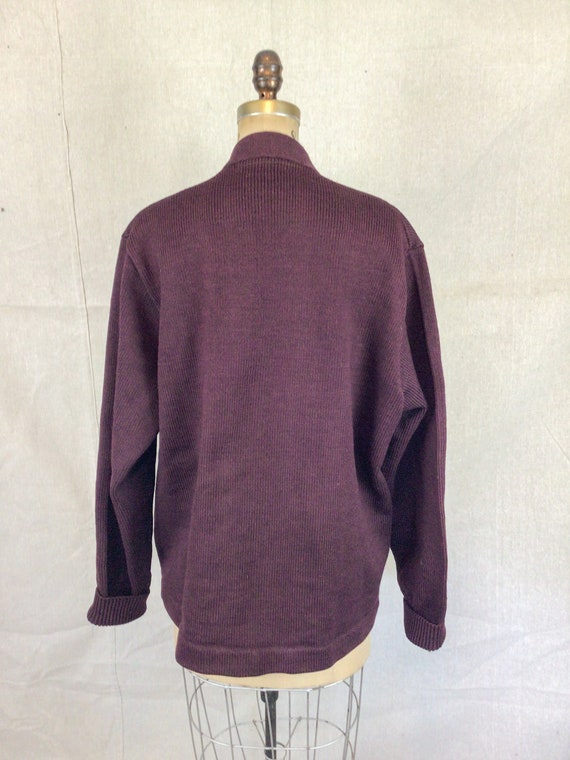 Vintage 50s Sweater | Vintage burgundy wool varsi… - image 9
