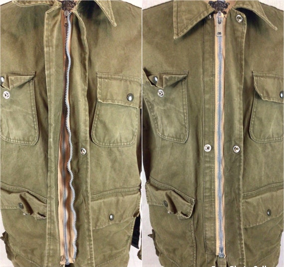 Vintage 60s Jacket| Vintage army green cotton can… - image 8