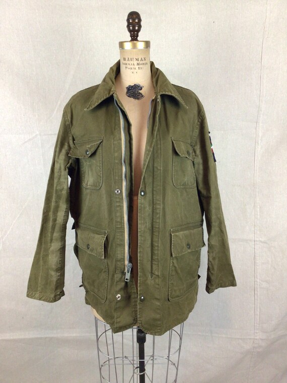 Vintage 60s Jacket| Vintage army green cotton can… - image 5