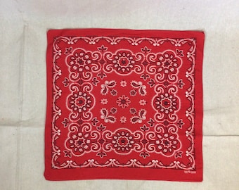 Vintage 50s Bandana | Vintage red cotton bandana scarf | 1950s Elephant square scarf accessory