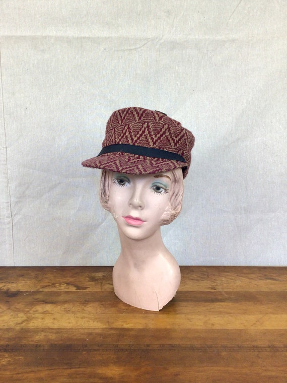 Vintage 60s hat | Vintage knit railroad hat | 1960