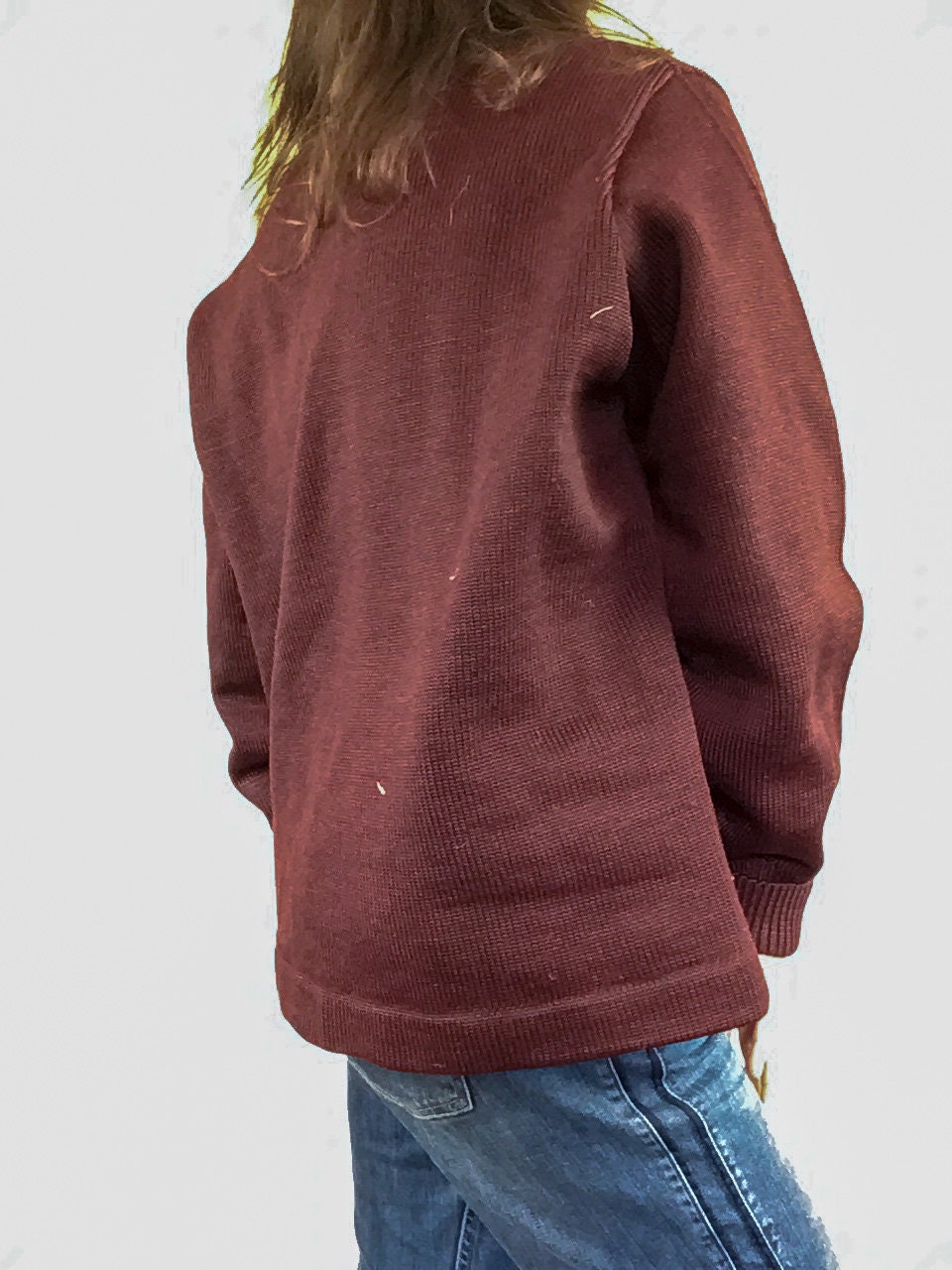 Vintage 50s Sweater | Vintage Burgundy Wool Varsity Knit