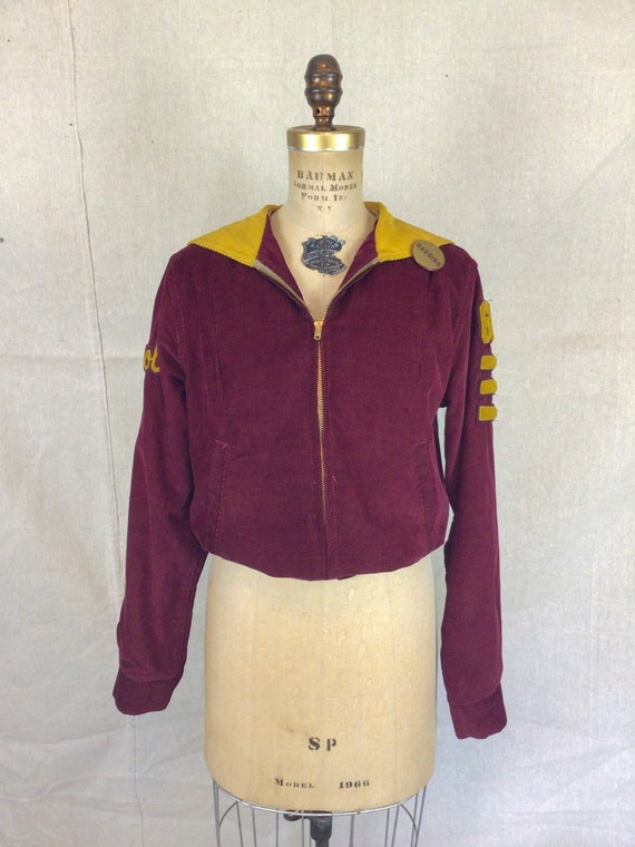 Vintage 60s Jacket| Vintage burgundy corduroy che… - image 4
