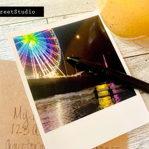 Photography AC Atlantic City Steel Pier Ferris Wheel Jersey Shore Boardwalk Night Neon Lights Ocean Greeting Card NoteCard Photos Beautiful
