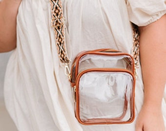 Indie Clear Crossbody / Bolsa transparente para estadio / Juegos de fútbol de bolsa transparente / Bolsa transparente para concierto / Bolsa crossbody Boho / Regalos del Día de la Madre