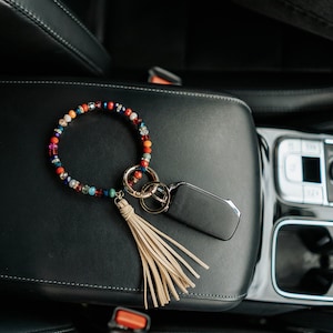 Zoey Beaded Keychain Bracelet | Keychain Wristlet | Boho Keychain with Tassel | Car Accessories | Gifts for Women | Best Friend Gift