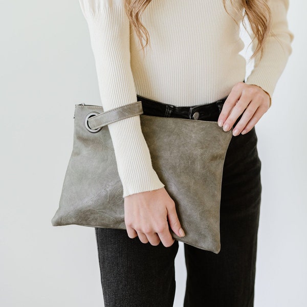 Alexa Vegan Leather Clutch Purse |  Large Clutch | Evening Bag | Wristlet Bag | Gifts Under 30 | Gifts for Her | Mother's Day Gifts