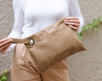 Alexa Vegan Leather Clutch Purse | Large Clutch | Evening Bag | Oversize Clutch Bag | Gifts Under 30 | Gifts for Her | Mother's Day Gifts