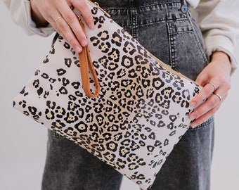 Oakley Vegan Leather Clutch with Wristlet Strap | Leopard Clutch | Wristlet Clutch | Bags for Women | Animal Print Bag | Gift for Her