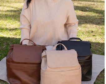 Brielle 2.0 Convertible Vegan Leather Backpack Purse: Diaper Bag for Mom