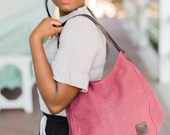 Anniston Canvas Hobo Bag: Women's Purse with Vegan Leather Handle
