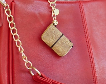 Gold Journal Bag Charm, Lightweight Purse Accessory