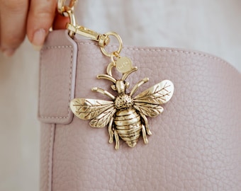 Gold Bee Bag Charm, Lightweight Purse Accessory