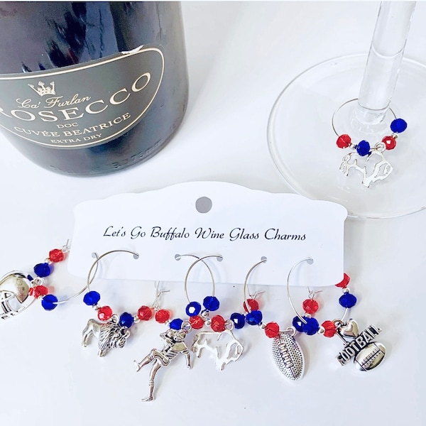 Buffalo Bills Wine Glass Charms - Set of six