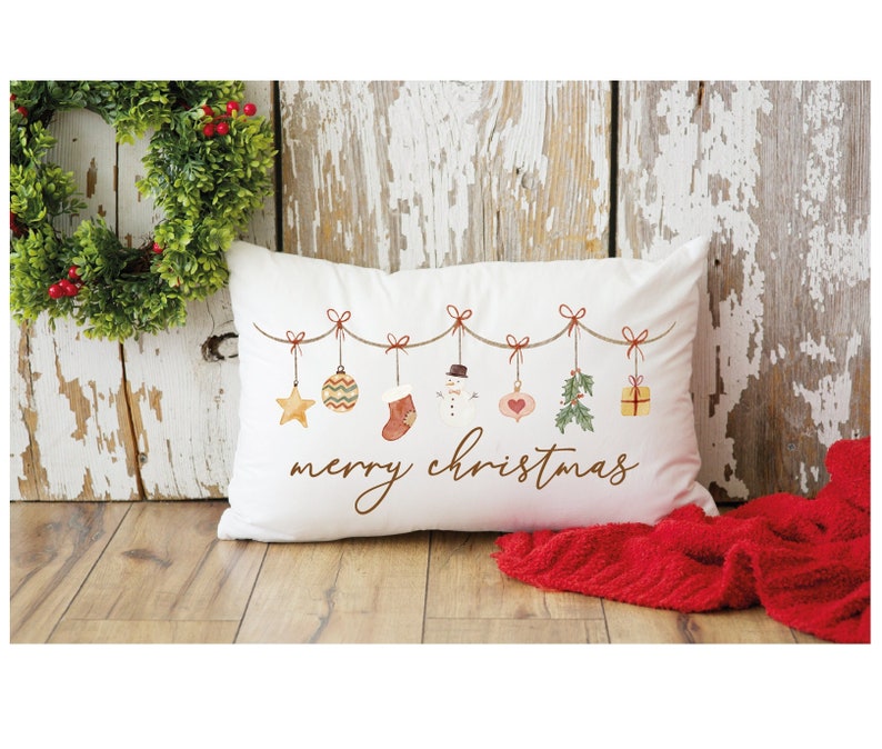 Merry Christmas Pillow Christmas Pillowcase Christmas Throw Etsy