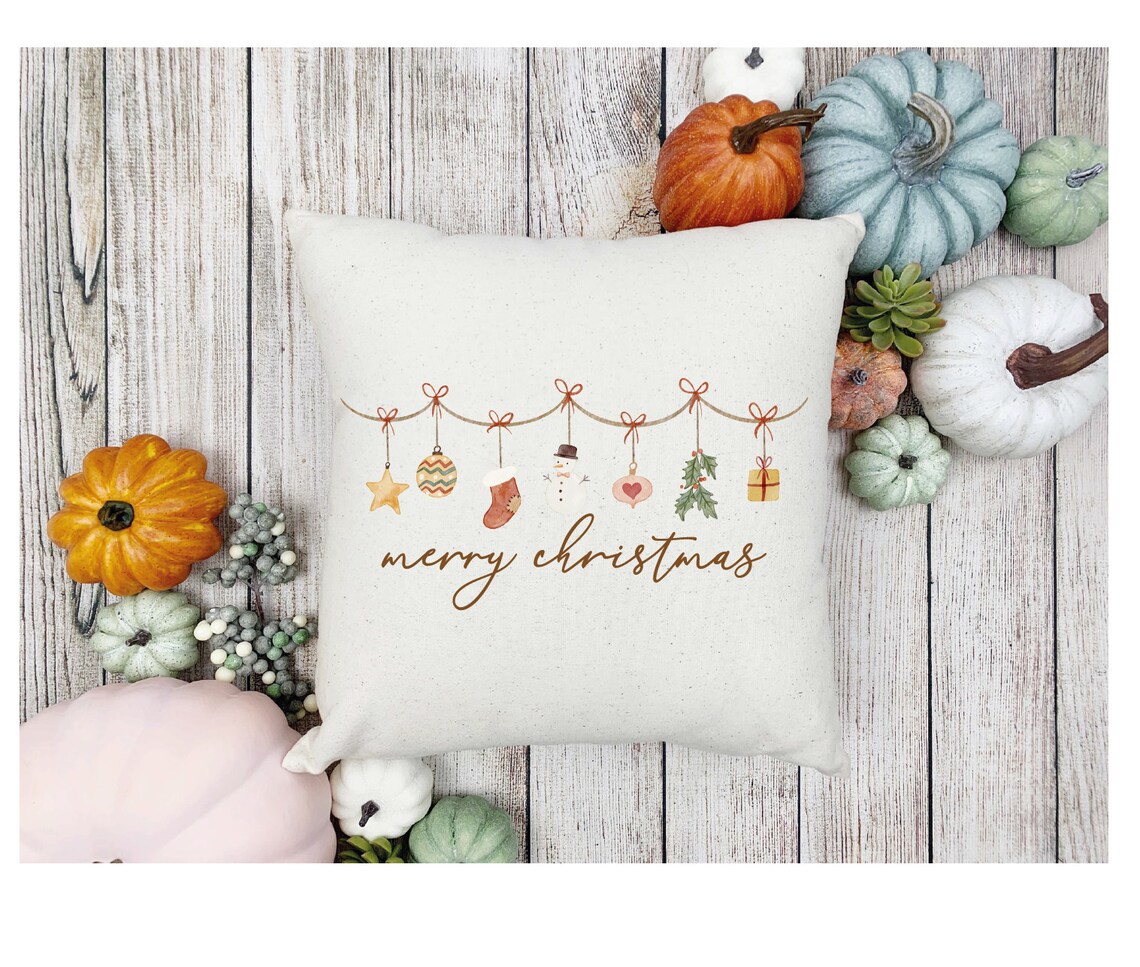 Merry Christmas Pillow Christmas Pillowcase Christmas Throw Etsy