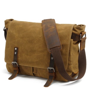 Sac messager/sac pour ordinateur portable/cartable en toile cirée Lexington Khaki