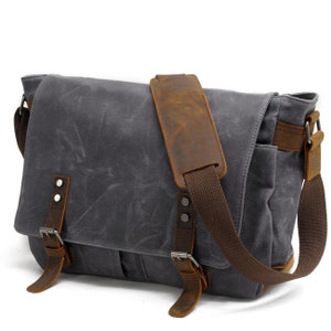 Sac messager/sac pour ordinateur portable/cartable en toile cirée Lexington Gris