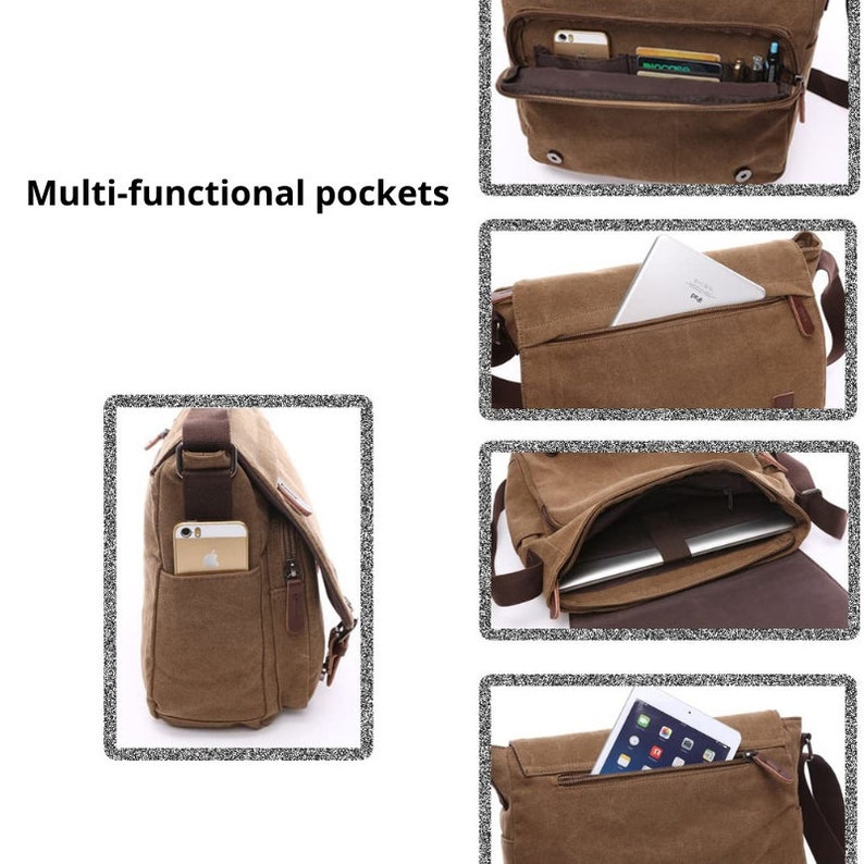 Tasche Canvas Messenger Bag/Crossbody laptoptas/schoudertas afbeelding 6