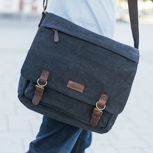 Tasche Canvas Messenger Bag/Crossbody laptoptas/schoudertas afbeelding 9