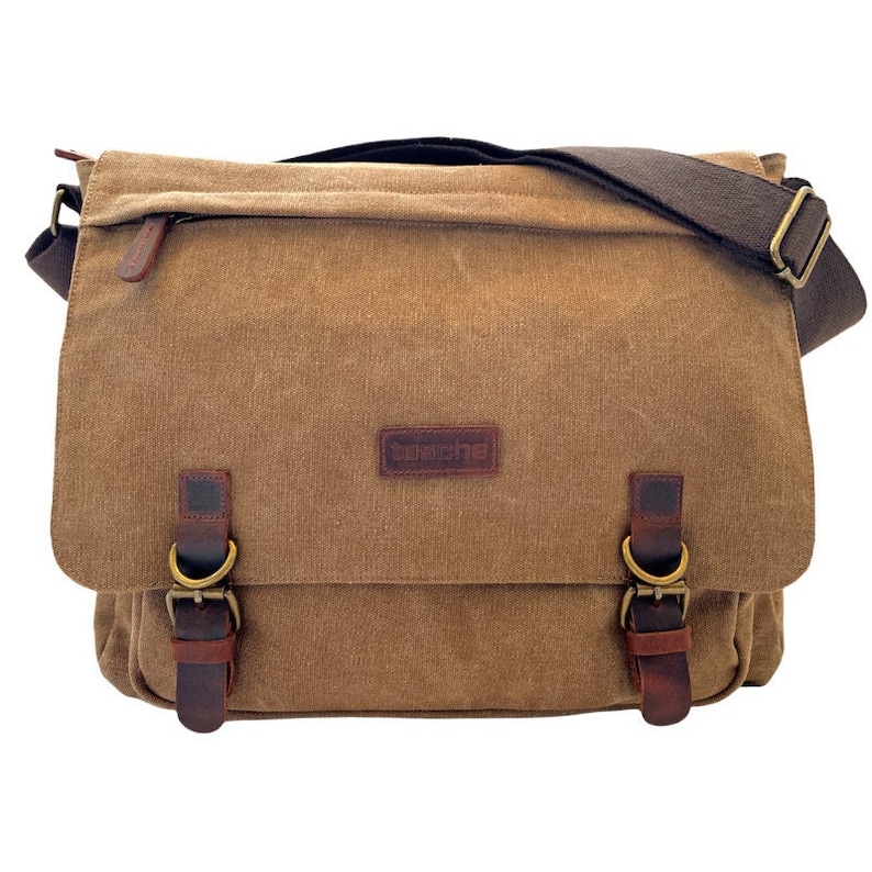 Sac messager en toile Tasche/sac pour ordinateur portable/sac à bandoulière Brown