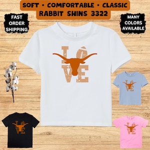 Texas Longhorn Baby Infant Youth Jersey T-Shirt tshirt Tee Pullover U Girl T Boy Hook em Horns Logo College Football Game Day Clothing Wear