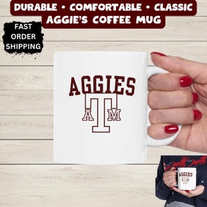 Texas Aggies Keramik Kaffee Tee Emaille Reisebecher Geschenk Home Office Gig Em College Football Baseball Basketball Spieltag Sportkleidung Mom Dad