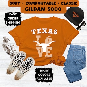 Trending Texas Longhorn T-Shirt Hook em Horns Football Season Game Day Shirt Longhorn Clothing Sport Gear Wear Mom Dad Girl