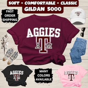 Texas Aggies T-Shirt college football baseball basketball Mom Dad woman game day A  spirit crew neck short sleeve tops  & graphic M tee gift