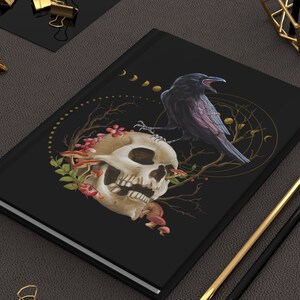 Rabe und Schädel Hardcover Journal, Boho Mystic Notizbuch, Witchy Dream Journal, Mystery Raven Diary, Original Kunst von Teresa Powers